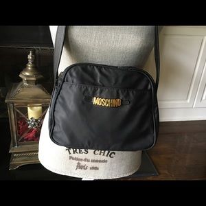 Moschino Black Crossbody Bag with Gold Logo